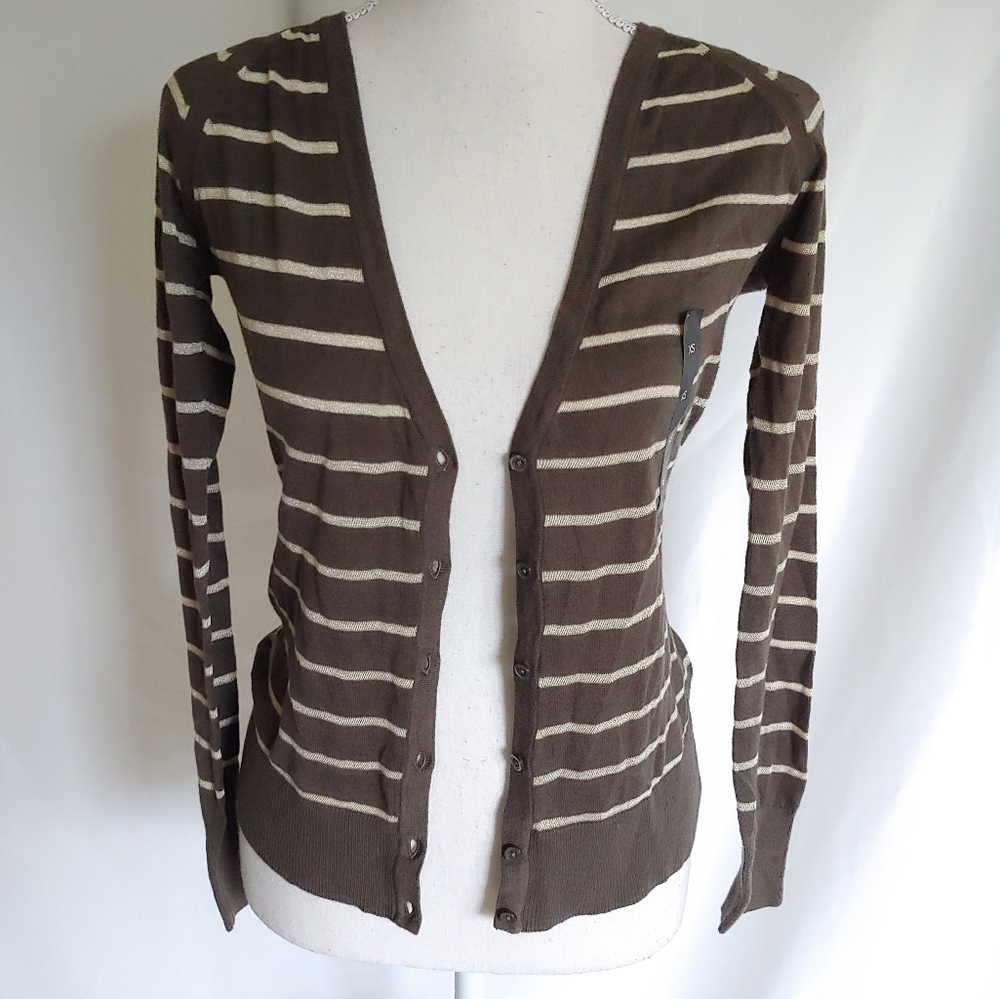 NWT Banana Republic Brown & Gold Striped Cardigan